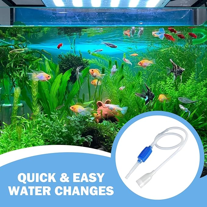 5FT Aquarium Siphon, Manual Siphon Pump, Aquarium Vacuum Gravel Cleaner, Quick Water Change & Fish Tank Maintenance Tool, Essential Aquarium Accessories