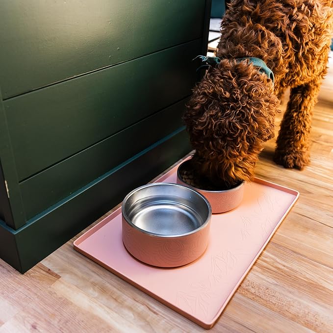 Wilderdog Silicone Pet Placemat Made with 100% Food-Grade Silicone Cone, BPA, PVC, and Phthalate-Free. Non-tocix, Dishwasher Safe Feeding mat for Bowls with Spill Catcher and Raised Mountain Logo