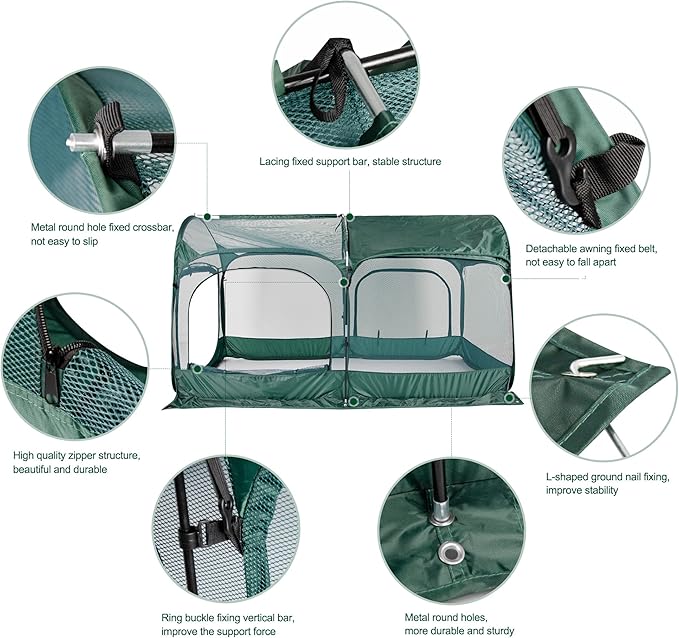 Portable Chicken Run Large Pop-Up Chicken Pen for Small Animals Outdoor Gardening Net with 3 Doors and Handbag, Easy to Install and Storage, Green