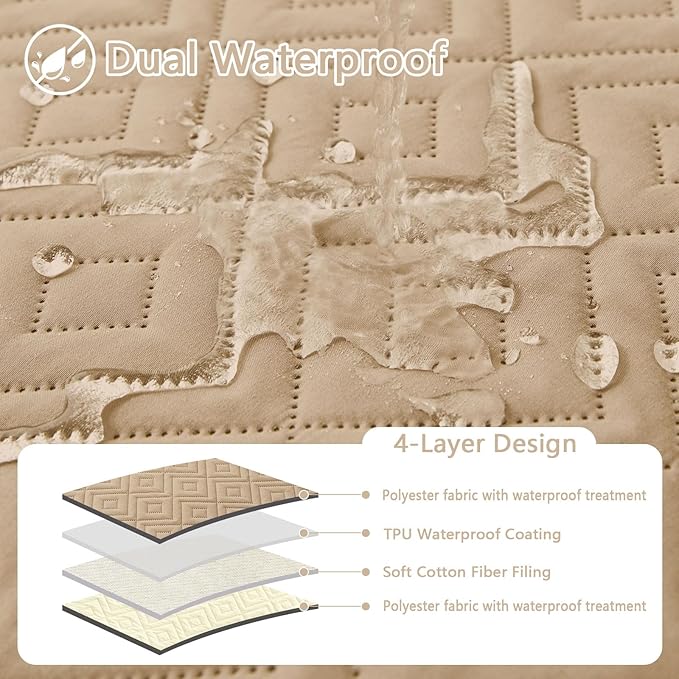 hyha Waterproof Dog Blanket, Soft Dog Bed Cover Pet Blankets, Waterproof Sofa Couch Cover for Dogs Washable, Reversible Pet Couch Covers for Sofa Furniture (40x70 Inch, Camel/Beige)