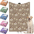 Personalized Paw Print Dog Blanket with Pet Name Face-Custom Puppy Blankets with Picture for Dogs-Customized Dog Memorial Throw Fleece Blanket-Loss of Pets Supplies Sympathy Gift for Bed Sofa Travel