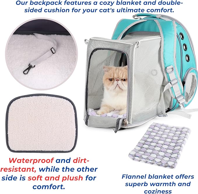 Lollimeow Expandable Cat Backpack Carrier for Large Cats & Small Dogs - Airline Approved Pet Bubble Backpack with Dual-Side Expansion, Perfect for Travel, Hiking & Outdoor Adventures, Up to 16lbs