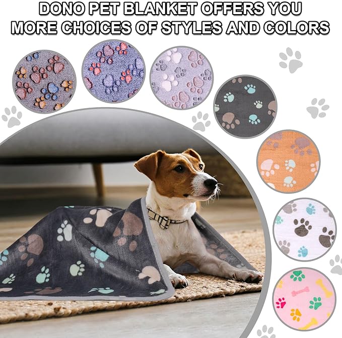 Dono 1 Pack 3 Dog Blankets for Small Dogs, Soft Fluffy Paw Print Pattern Fleece Pet Blanket Warm Sleep Mat, Puppy Kitten Blanket Doggy Mat for Dog Cat Kitten Doggy -23 * 16in