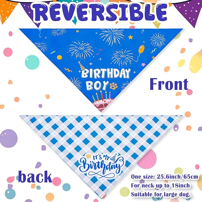 Dog Birthday Decorations, Dog Birthday Hat with Numbers Bandana Bow Tie It’s My Bday Mother Puppers Banner for Small Medium Large Dogs Pets Supplies(Blue)