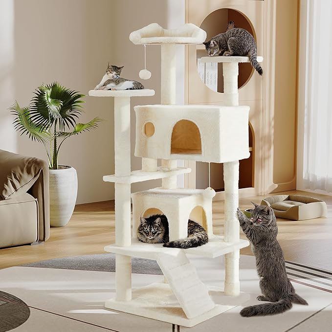 54 Inches Multi-Level Cat Tree Tower, Cat Tree Tower Furniture Activity with Scratching Post, Cats House Play, Toys and Condo for Indoor Kittens, Navy