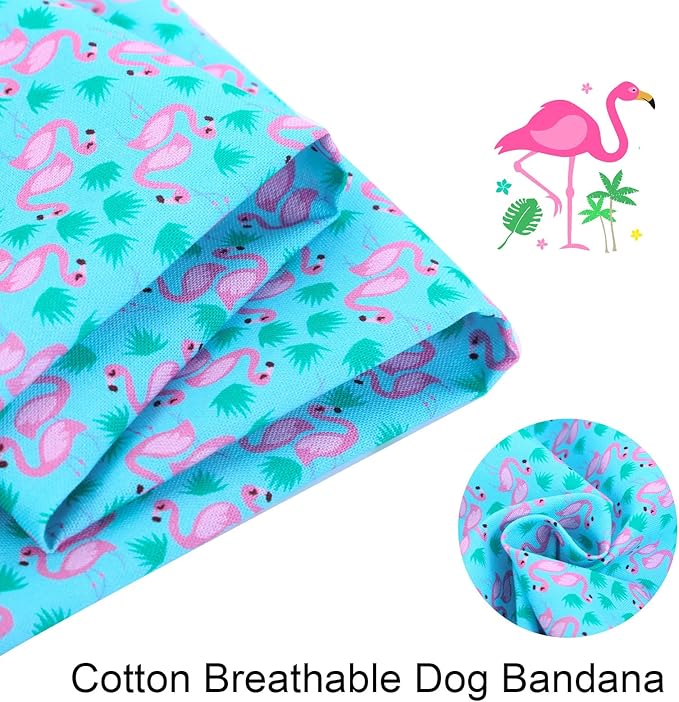 ARING PET Summer Dog Bandanas, Turquoise Flamingo Kerchief Triangle Bibs Scarf for Puppy Small Medium Large Boy Girl Dogs Cats-L
