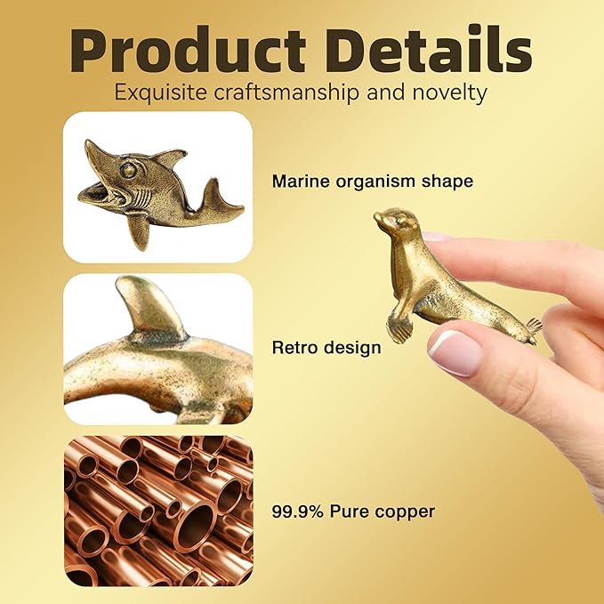 6 Pcs Copper Bath Disks Ornaments Mini Ocean Animal Shape– Starfish Turtle Dolphin Shark Sea Lion Octopus, Unique Copper Birdbath Purification Cleaner, Universal Fit for Outdoor Birdbaths