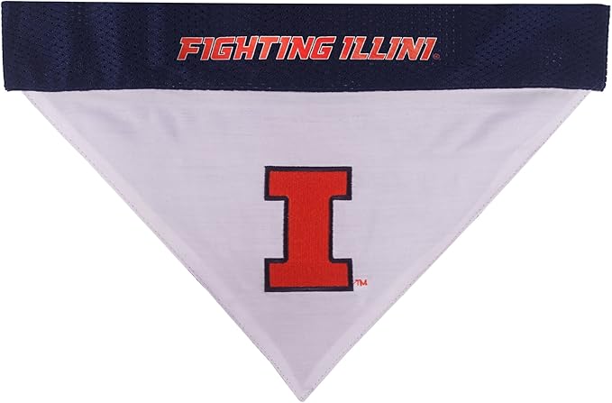 Pets First Collegiate Pet Accessories, Reversible Bandana, Illinois Fighting Illini, Small/Medium