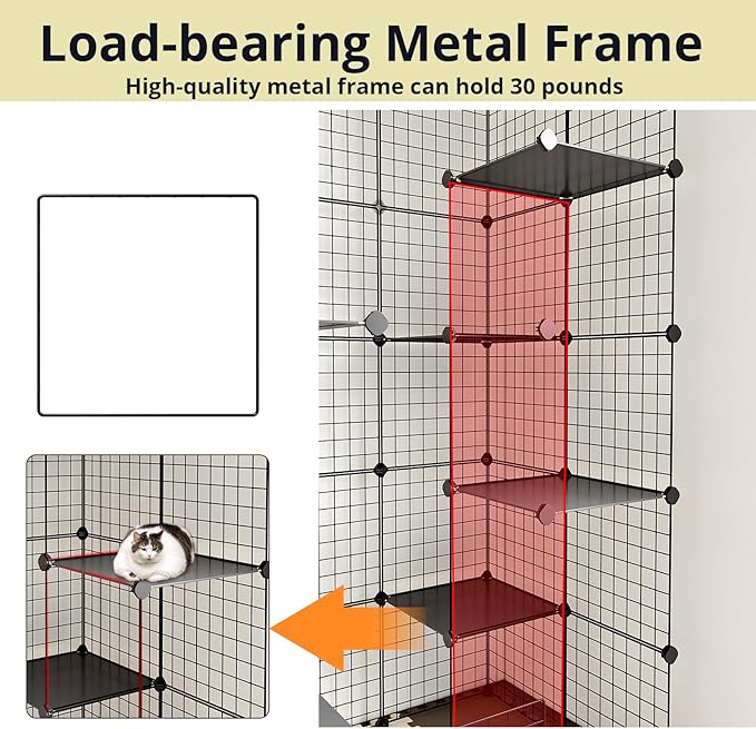 Oneluck 69 Inch Catio Outdoor Cat Enclosure with Super Large Enter Door, Balcony Cat Playpen with Platforms,DIY Outside Cat Patio Large Exercise Place Ideal for 1-4 Cats