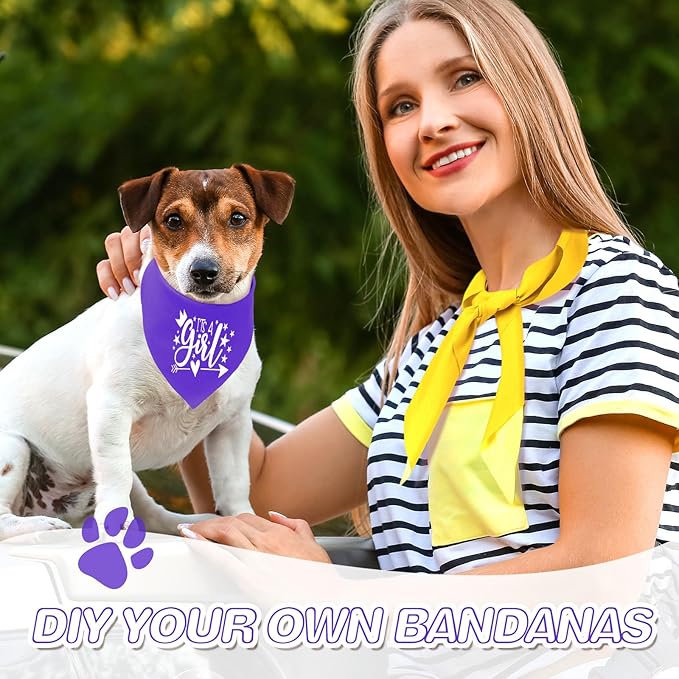Kacctyen 100 Pieces Dog Bandanas Bulk Plain Blank Heat Transfer Triangle Dog Bibs Washable Adjustable DIY Bandanas Puppy Cat Pets(31.5 x 21.65 x 21.65 Inch)