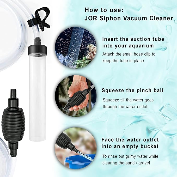 SunGrow Aquarium Maintenance Kit with Priming Bulb, 65-Inches, Easy to Use, Perfect for Small Fish Tanks, 2-Minutes to Assemble (Black, Gravel & Sand cleaner)