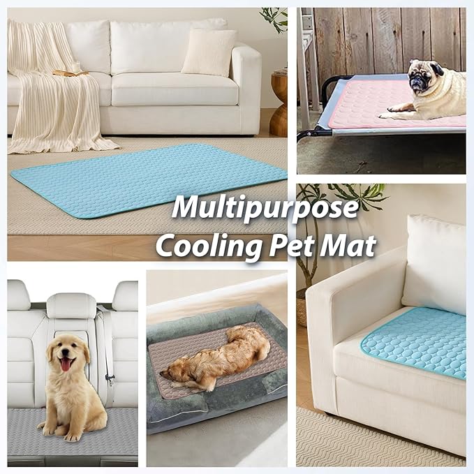 MICROCOSMOS Summer Cooling Mat & Sleeping Pad- Water Absorption Top, Materials Safe, Easy Carry, EZ Clean. Keep Cooling for Pets, Kids and Adults.(Grey, 36" x36")