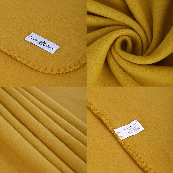Fleece Throw Blankets Bulk Fleece Blankets Solid Wholesale Lightweight Warm Soft for Pet Bed Sofa Couch Office Wedding Gifts Travel Seasons Yellow 50x60 Inches Pack of 6