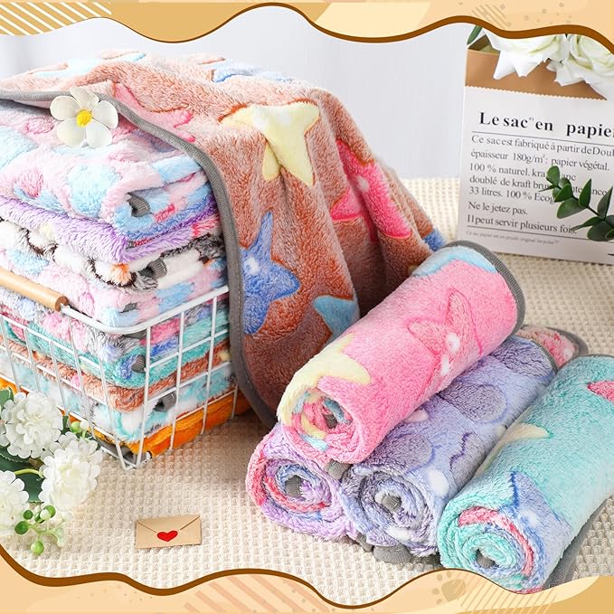 20 Pcs Puppy Blanket Bulk Soft Fluffy Flannel Pets Fleece Blankets for Small Dogs Throw Warm Bed Washable Sleep Mat Bed for Shelter Stray Dog Puppy Cat, 16x24 Inches