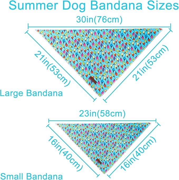 Summer Dog Bandana, Hawaii Bandana for Small Medium Dog, Cute Blue Puppy Bandana, Cotton Adorable Pet Triangle Bid Scarf Kerchief for Girl Boy Dogs or Cats