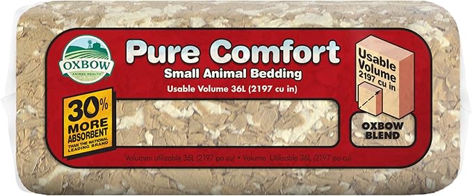 Oxbow Pure Comfort Bedding, Rabbit, Hamster, & Guinea Pig Bedding, Bunny Supplies for Litter Box, Pet Safe, Bunny Litter Box, Guinea Pig Cage, 99.9% Non-Dust, Blended, 36 Liter Bag