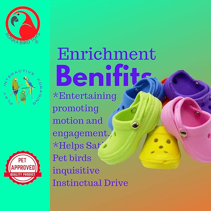 Bonka Bird Toys 4 Mini Sandals Foot Beak Chew Throw Parrot Parakeet Quaker Budgie Finch Cockatoo