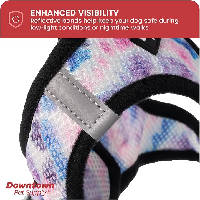 Downtown Pet Supply Step-in Dog Harness – No Pull, Adjustable Padded Mesh with Reflective Trim, Secure Buckle Strap – Comfortable & Breathable Small Dog Harness, Small, Tye Die