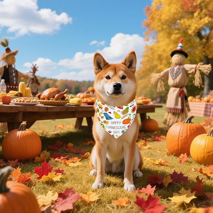 30 Pcs Halloween Thanksgiving Dog Bandanas Bulk Stitch Dog Bandanas for Small Medium Dogs Polyester Scarves Large Puppy Cats Party Grooming M