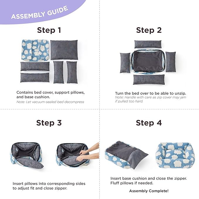 LE SURE Cute Dog Bed for Medium Dogs - Washable Pet Beds,Cozy Rectangle Orthopedic Sofa with Jacquard Shaggy Plush & Anti Slip Bottom,30x24x8inches