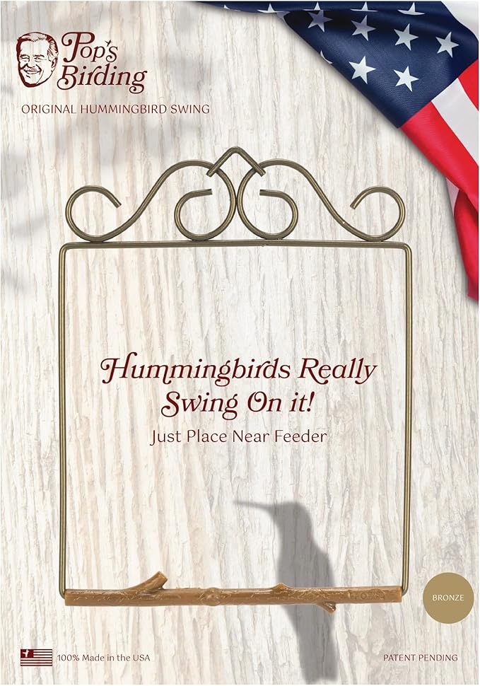 The Original Hummingbird Swing for Outdoors - Perfect Bird Perch for Small Birds - Sturdy Steel Metal Swing Set with Hook Included