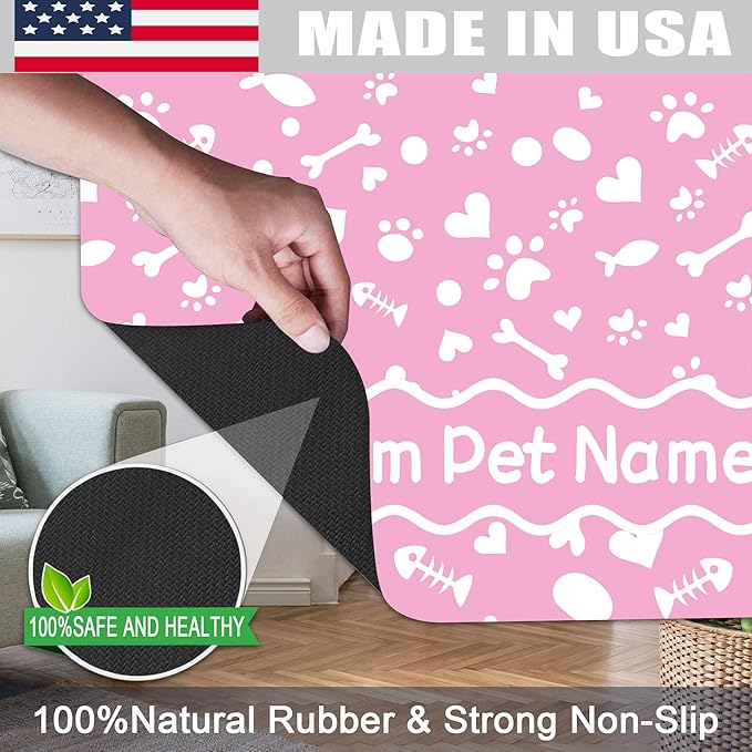 Personalized Dog Cat Mat with Name Photo Custom Placemat Feeding Mats for Food and Water Customized Non-Slip Waterproof Doormat for Bowls Outdoor Indoor Floors Customized Mat Gifts for Pet Owner