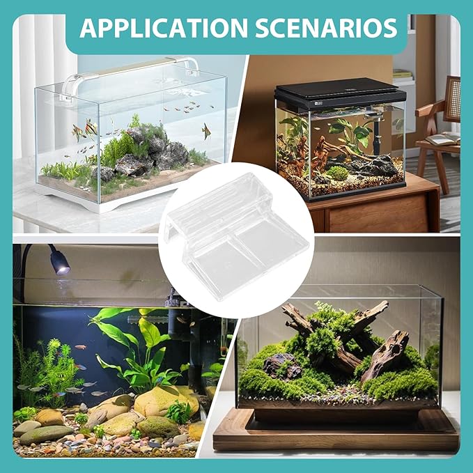15 Pcs Rimless Aquarium Lid Clips for 11-12mm Glass, Clear Acrylic Aquarium Cover Support Clamps for Fish Tank Lid Holder, Plastic Tank Top Clips for Glass Canopy or Piscine Hoods and Covers