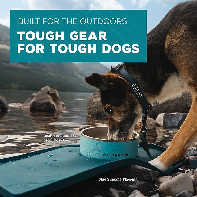 Wilderdog Silicone Pet Placemat Made with 100% Food-Grade Silicone Cone, BPA, PVC, and Phthalate-Free. Non-Toxic, Dishwasher Safe Feeding mat for Bowls with Spill Catcher and Raised Mountain Logo