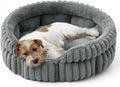 Bedsure ComfyFleece™ Medium Dog Bed, Washable Cute Pet Bed, Super Soft Corduroy Round Cat Bed with Anti-Slip Bottom, 26''x26''x9'', Warm Gray