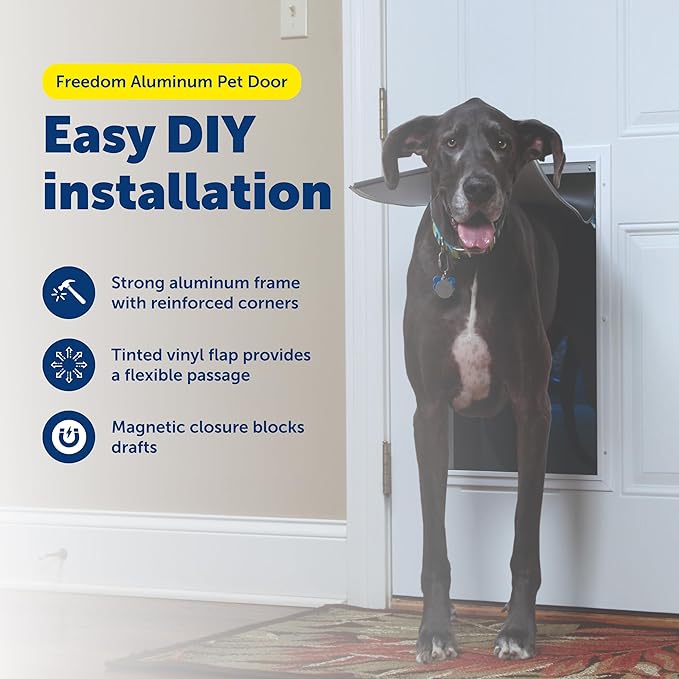 PetSafe Freedom Aluminum Dog and Cat Door - Durable Frame - Small, Medium, Large, X-Large