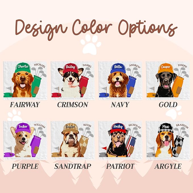 Custom Pet Golf Towel – Personalized Golf Club Towel with Your Dog or Cat Photo & Name – Unique Pet Lover Golf Accessory Gift for Golfers & Pet Owners – Christmas, Birthday or Father’s Day Present