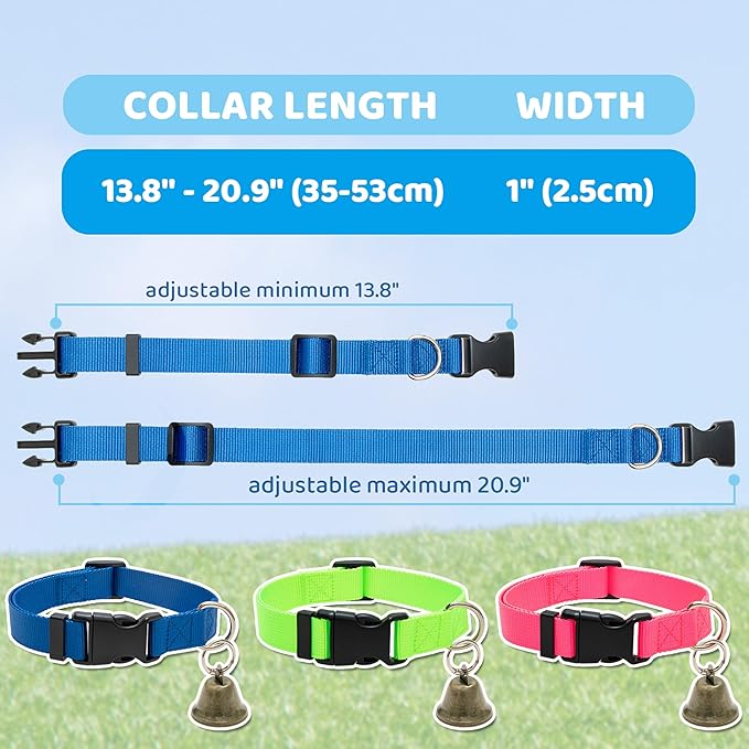 3 Pack Goat Collars with Bells, Adjustable Pet Collar & Anti-Lost Loud Bronze Grazing Copper Bells Accessories for Small Farm Animal Sheep Cow Goat (Neck 13.8"-20.9")