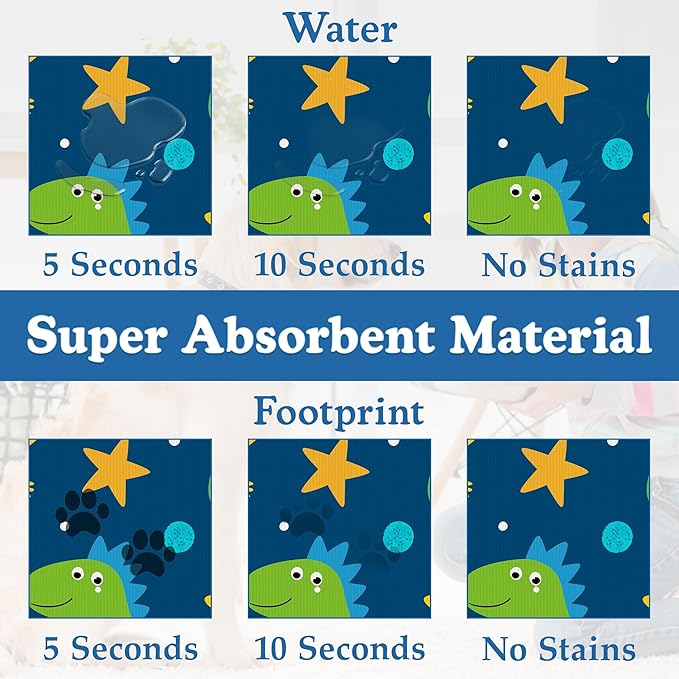 Cartoon Dino Pet Feeding Mat–Christmas Stocking Quick Dry Absorbent Dog Cat Food Mat, Non Slip Waterproof Bowl Placemat for Messy Eaters, Pet Accessories for Floors 16"x24"