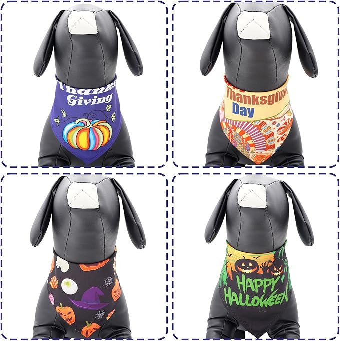 30 Pcs Halloween Thanksgiving Dog Bandanas Bulk 33 Inch XXL Stitch Dog Bandanas for Large Dogs Breed Polyester Scarves Party Grooming L