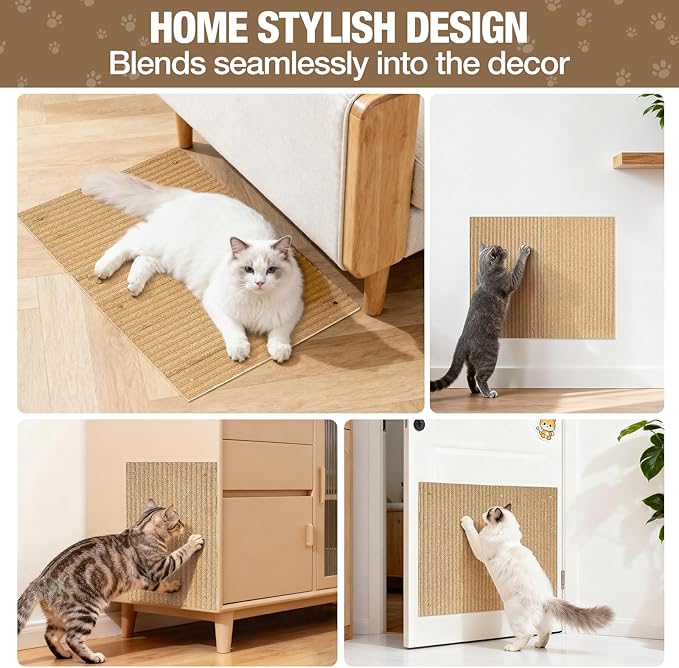 Natural Cork cat Scratch pad for Cats-cat Scratching Posts-cat scratchers for Indoor Cats-cat Scratcher Furniture for Wall & Floor - Natural Cork & Cardboard Blend, No Mess Splinters Easy Clean-2-Pack