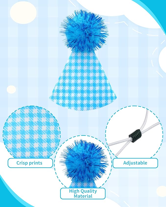 PET SHOW 10 Pack Mini Party Hats for Small Dog Birthday Stuffed Animals Puppy Cats Adjustable Headband Colorful Holiday Felt Hats Kitten Pet Grooming Costume Accessories