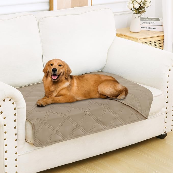 Smiry Waterproof Dog Bed Cover Blanket 30x53, Soft Reversible Pet Blanket, Washable Leakproof Cats Dogs Couch Cover for Sofa, Couch, Furniture, Taupe/Taupe