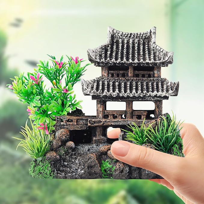 CousDUoBe 9Pcs Resin Castle Decorations Set，Realistic Fish Tank Castle with Eco-Friendly Design,Fish Tank Decorations Aquarium Accessories