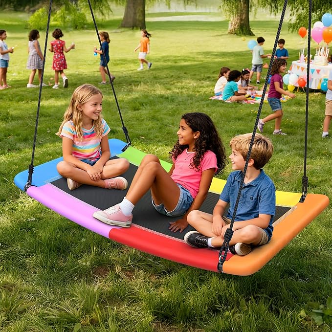 Trekassy 700lb 60" Skycurve Platform Tree Swing for Kids and Adults Wear- Resistant with 2 Hanging Straps
