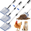 Jonkehai Chicken Poop Scooper 6inch Metal Chicken Litter Scoop Extendable Metal Cat Litter Scoop 23 to 42" Long Chicken Coop Litter Scoop Litter Sifting Shovel Chicken Coop