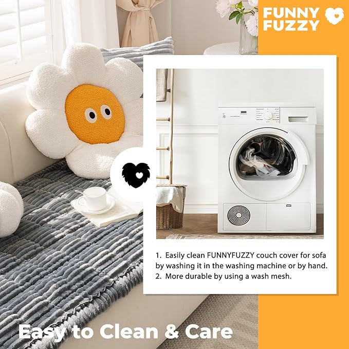 FUNNY FUZZY Pet Couch Covers for Sofa, Flannel Dog Couch Cover for Dogs Washable, Sofa Cover Furniture Protector Pet-Friendly Sofa Cover for Dogs & Kids (Dark Gray, 27.6"×70.9")