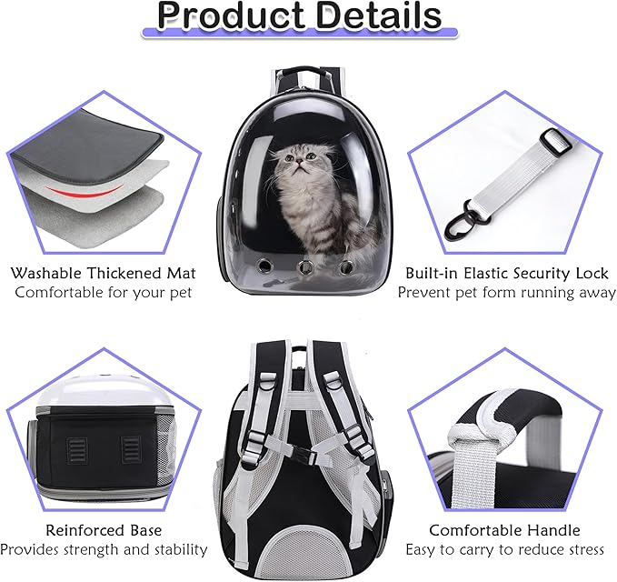 Expandable Cat Backpack Carrier Bubble for Large Cats 20 lbs, Airline Approved Pet Carrier Backpack for Small Dogs Kitten