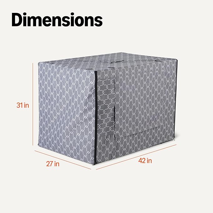 Amazon Basics Dog Cage Cover for 42-inch Wire Crates, Heavy-Duty with Zippered Panels
