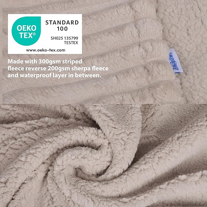 Waterproof Dog Blanket, Soft Fleece Blanket for Couch Protector, Reversible Pet Blankets Furniture Protector Cover for Small Medium Large Dogs Cats (Line, 50"x60")