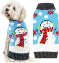Pet Christmas Dog Sweaters Cute Animal Snowman Printed Puppy Xmas Costumes Winter Warm Turtleneck Jumpers Puppy Knitted Clothes Cat Outfits (L, Blue Snowman)