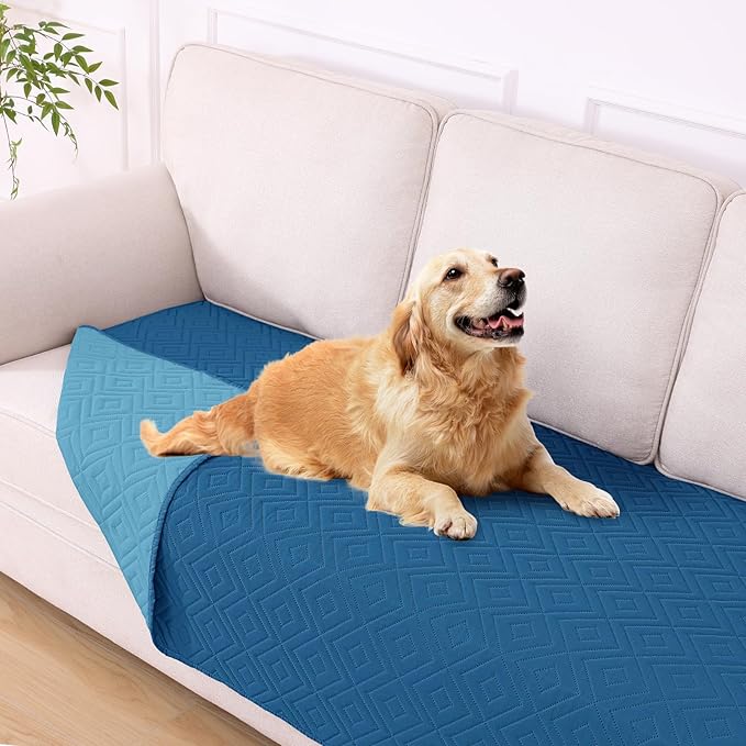 hyha Waterproof Dog Blanket, Soft Dog Bed Cover Pet Blankets, Waterproof Sofa Couch Cover for Dogs Washable, Reversible Pet Couch Covers for Sofa Furniture (40x70 Inch, Navy Blue/Blue)