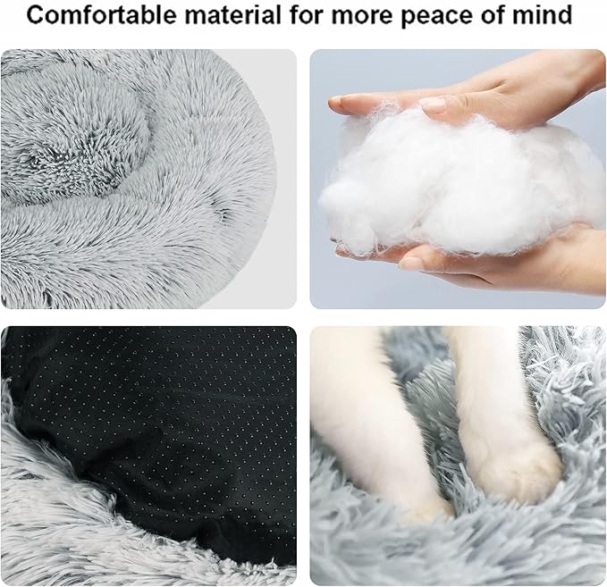 Cat Beds for Indoor Cats,20 Inch Dog Bed for Small Melium Large Dogs, Washable-Round Pet Bed for Puppy and Kitten with Slip-Resistant Bottom