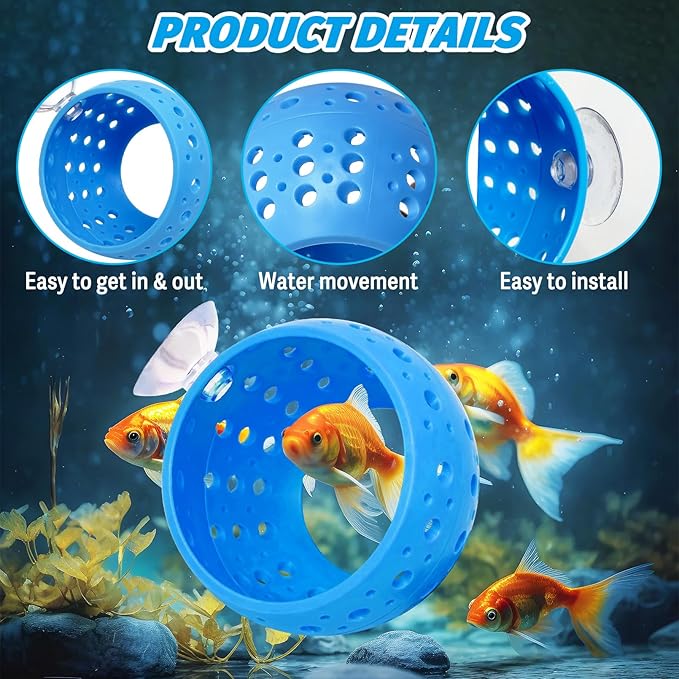 Fhiny Betta Tunnel, Aquarium Fish Hideout with Suction Cup - Shrimp Cave Aquarium Decor for Small Fish, Shrimp, Guppy Hiding & Resting (Blue)