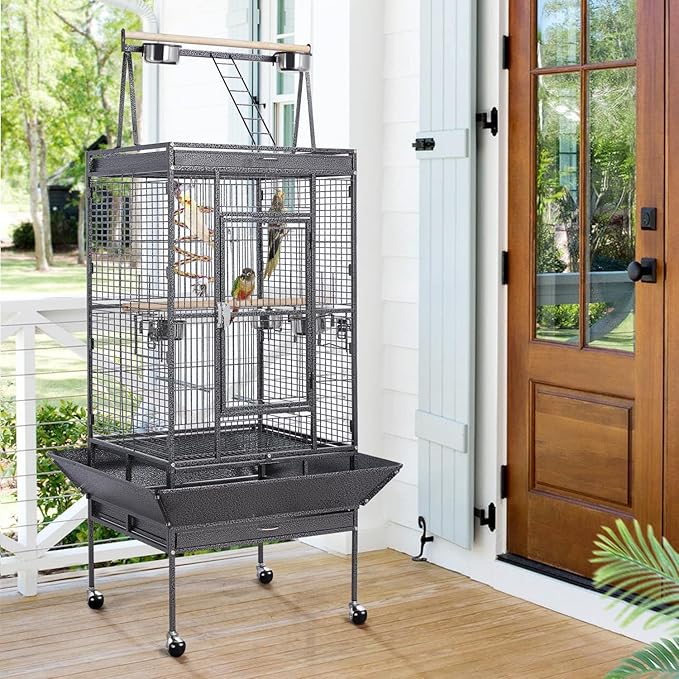Yaheetech 68-inch Rolling Play Top Large Parrot Bird Cage for African Grey Cockatiel Conure Lovebird Parakeet Budgie