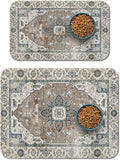 2 Pack Dog Food Mats for Floors, Absorbent and Quick-Drying Pet Cat Food Mat,Anti-Fouling and Easy-to-Clean Pet Feeding Mat,Dog Bowl Mat for Messy Drinking Water Bowls.12 x20+18"x24", Bohemia Style